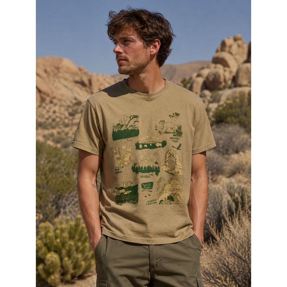 PARKS PROJECT Green 100% Cotton Forest T Shirt Tee Shirt Top  Mens Size Small